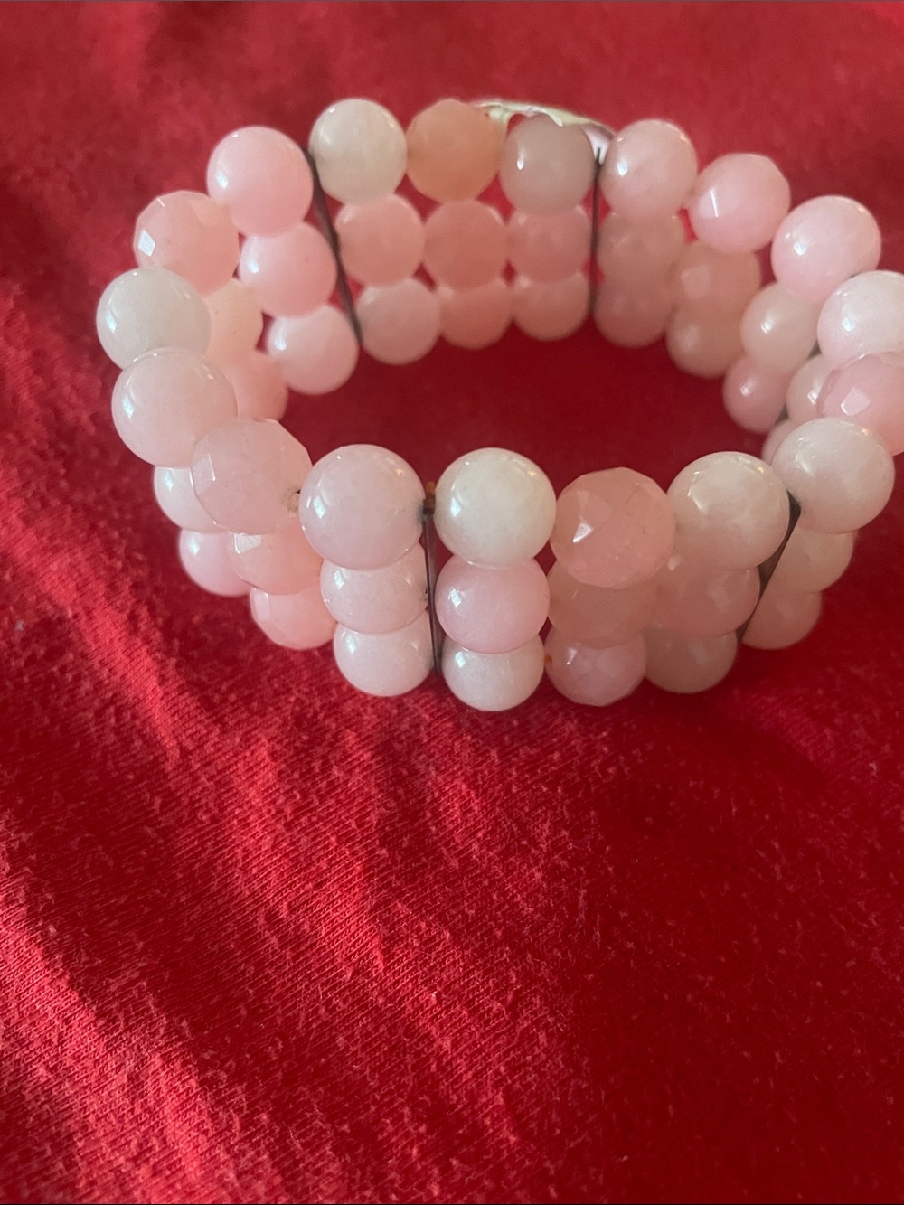 Faceted Pink Bead Stretch Bracelet